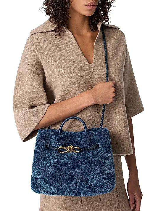 Medium Andiamo Dyed Shearling Top Handle Bag