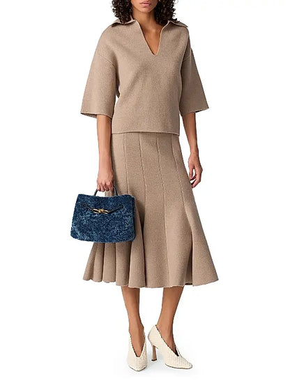 Medium Andiamo Dyed Shearling Top Handle Bag
