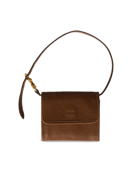Nappa Leather Wallet with Shoulder Strap