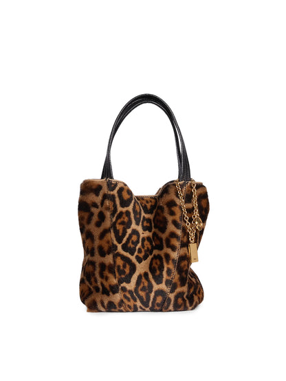 Spin Leopard-Print Shearling Tote Bag