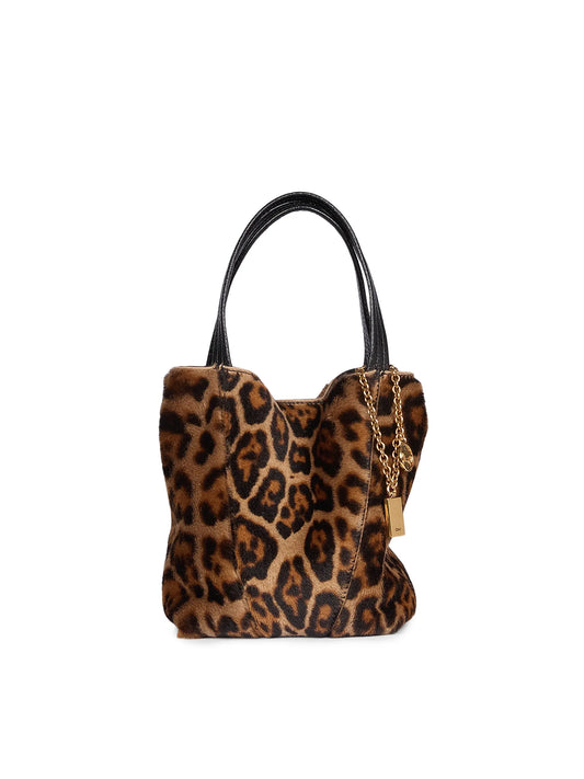 Spin Leopard-Print Shearling Tote Bag
