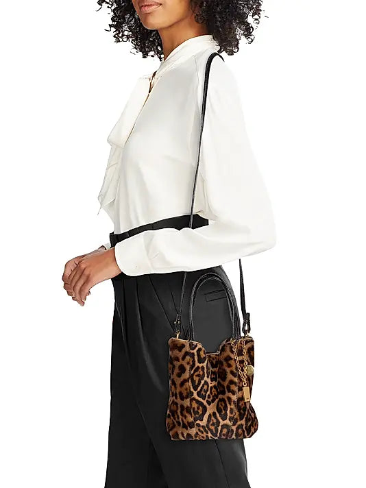Spin Leopard-Print Shearling Tote Bag