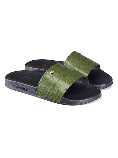 Matted Crocodile Leather Slides