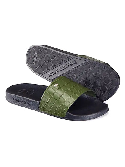 Matted Crocodile Leather Slides