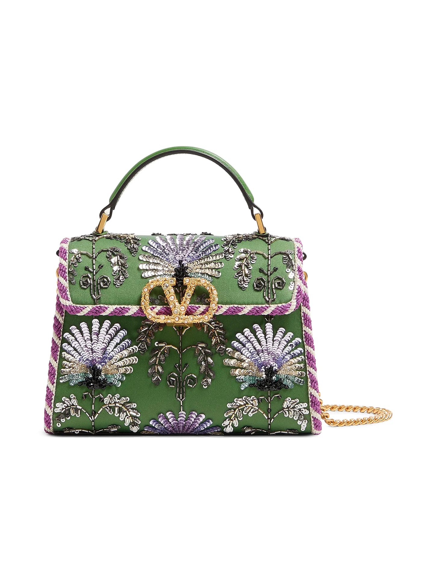 Mini VSling Embroidered Handbag with Jewel Logo