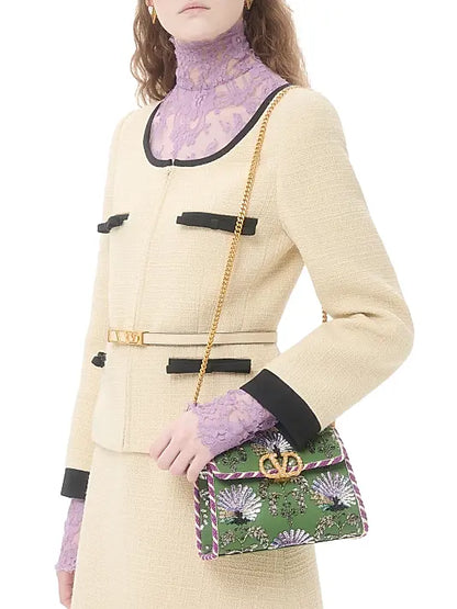 Mini VSling Embroidered Handbag with Jewel Logo