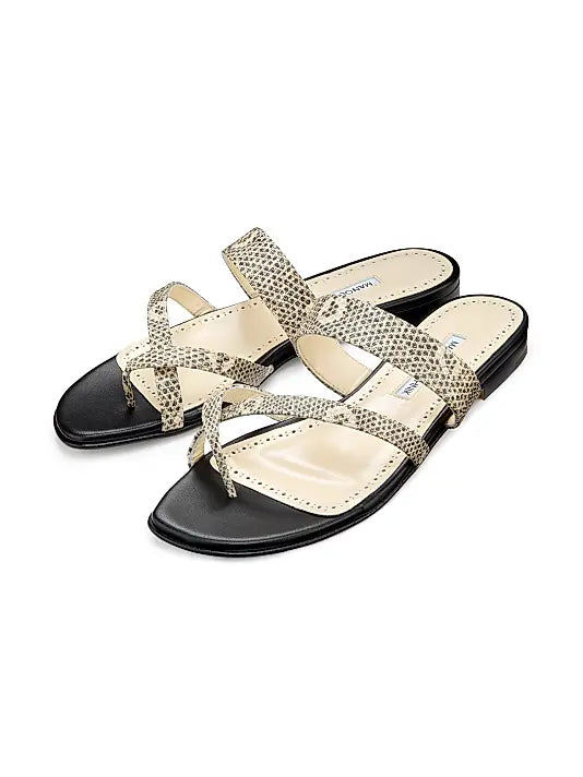 Susaperf Snake-Embossed Leather Sandals