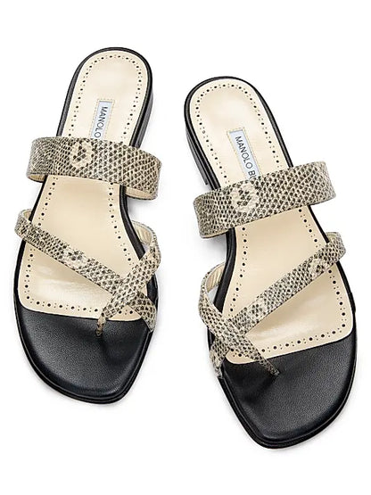 Susaperf Snake-Embossed Leather Sandals