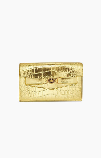 Laminated Croc-Embossed Leather Chain Walle