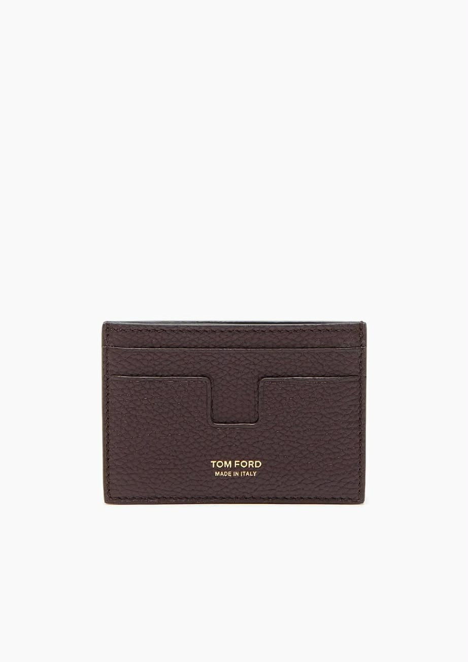 Grained Leather Card Holder Money Clip