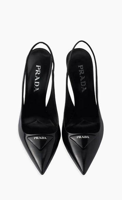 Brushed Leather 100MM Slingback Pumps