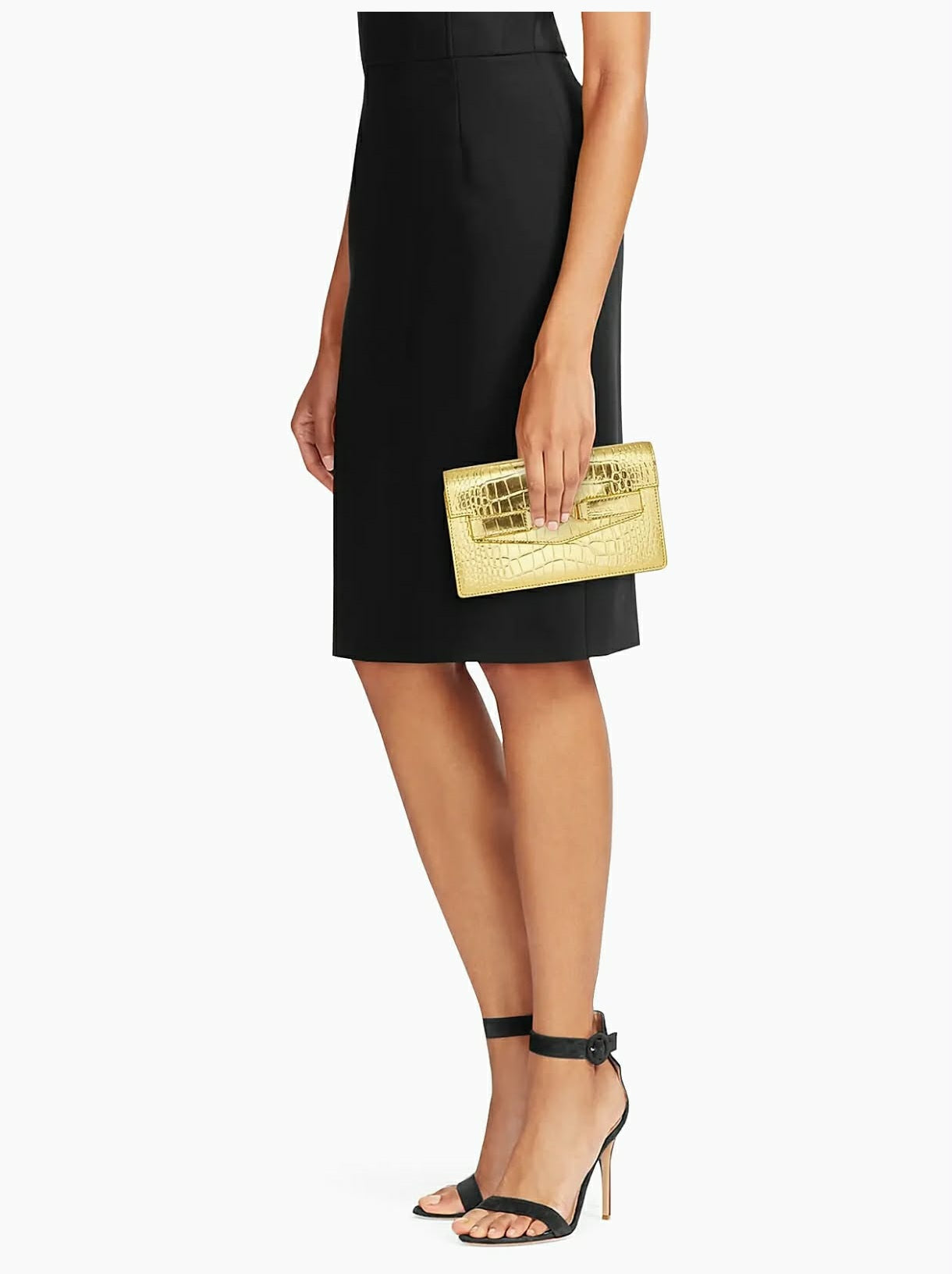 Laminated Croc-Embossed Leather Chain Walle