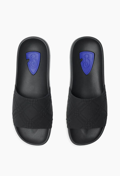 Check-Embossed Slide Sandals